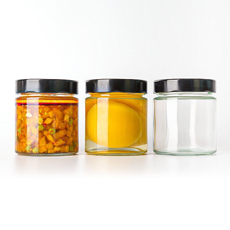 Food Packaging 4oz 6oz 9oz 13oz 17oz clear Glass Cap Bottles Full Set Frosted Glass Jar with Metal Lid