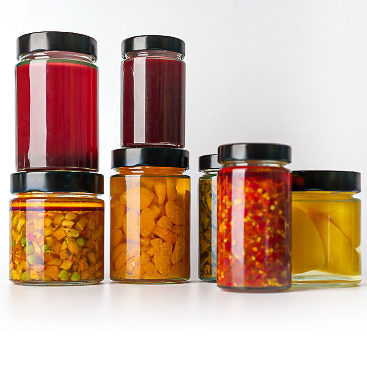 Food Packaging 4oz 6oz 9oz 13oz 17oz clear Glass Cap Bottles Full Set Frosted Glass Jar with Metal Lid