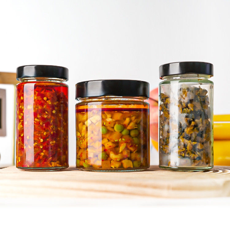 Food Packaging 4oz 6oz 9oz 13oz 17oz clear Glass Cap Bottles Full Set Frosted Glass Jar with Metal Lid