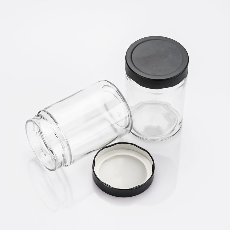 Food Packaging 4oz 6oz 9oz 13oz 17oz clear Glass Cap Bottles Full Set Frosted Glass Jar with Metal Lid