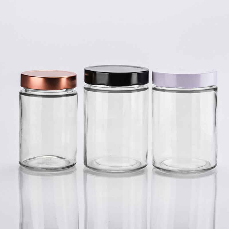 Food Packaging 4oz 6oz 9oz 13oz 17oz clear Glass Cap Bottles Full Set Frosted Glass Jar with Metal Lid