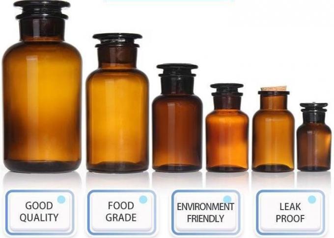 Custom 125ml Amber Wide Mouth Reagent Bottle Vintage Glass Apothecary Jar